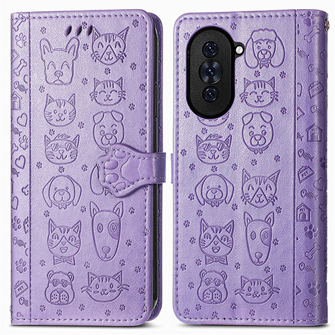 Funda de Cuero Cartera con Soporte Patron de Moda Carcasa S03D para Huawei Nova 10 Pro Morado