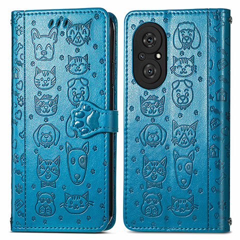 Funda de Cuero Cartera con Soporte Patron de Moda Carcasa S03D para Huawei Nova 9 SE Azul