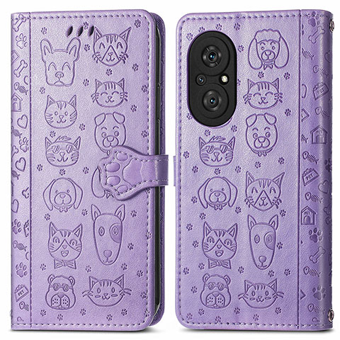 Funda de Cuero Cartera con Soporte Patron de Moda Carcasa S03D para Huawei Nova 9 SE Morado