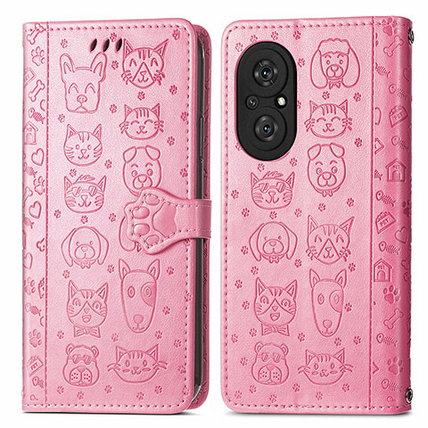 Funda de Cuero Cartera con Soporte Patron de Moda Carcasa S03D para Huawei Nova 9 SE Rosa