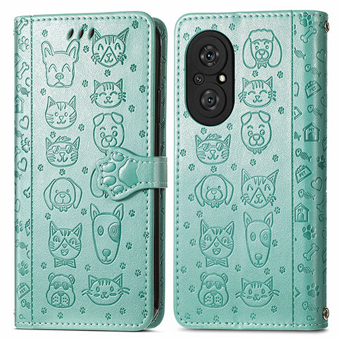 Funda de Cuero Cartera con Soporte Patron de Moda Carcasa S03D para Huawei Nova 9 SE Verde