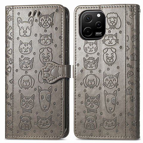 Funda de Cuero Cartera con Soporte Patron de Moda Carcasa S03D para Huawei Nova Y61 Gris