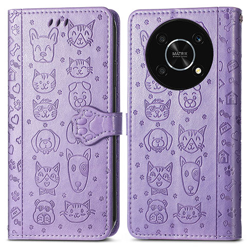 Funda de Cuero Cartera con Soporte Patron de Moda Carcasa S03D para Huawei Nova Y90 Morado