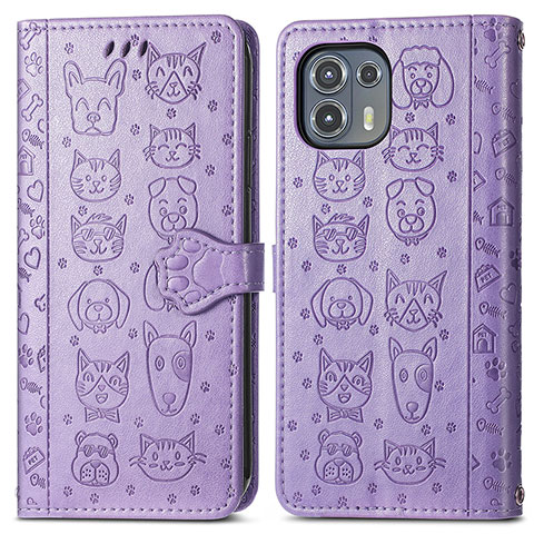 Funda de Cuero Cartera con Soporte Patron de Moda Carcasa S03D para Motorola Moto Edge 20 Lite 5G Morado