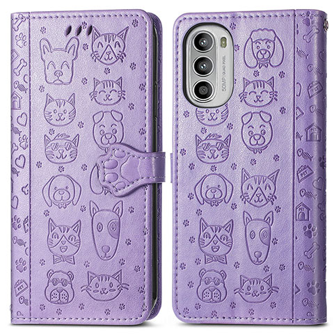 Funda de Cuero Cartera con Soporte Patron de Moda Carcasa S03D para Motorola Moto Edge (2022) 5G Morado