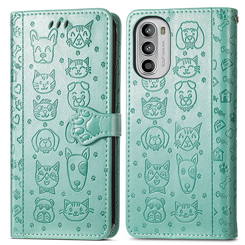 Funda de Cuero Cartera con Soporte Patron de Moda Carcasa S03D para Motorola Moto Edge (2022) 5G Verde