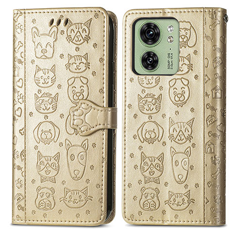 Funda de Cuero Cartera con Soporte Patron de Moda Carcasa S03D para Motorola Moto Edge (2023) 5G Oro