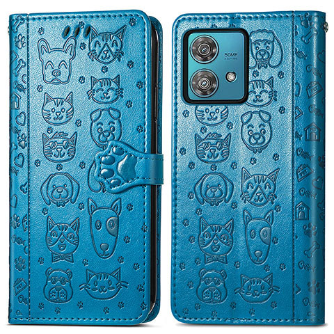 Funda de Cuero Cartera con Soporte Patron de Moda Carcasa S03D para Motorola Moto Edge 40 Neo 5G Azul