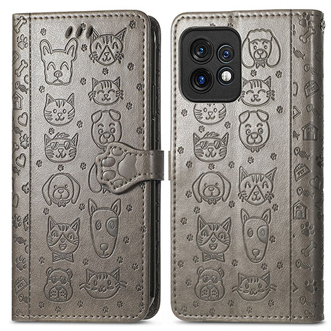 Funda de Cuero Cartera con Soporte Patron de Moda Carcasa S03D para Motorola Moto Edge 40 Pro 5G Gris