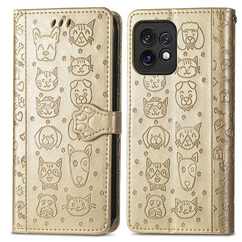 Funda de Cuero Cartera con Soporte Patron de Moda Carcasa S03D para Motorola Moto Edge 40 Pro 5G Oro