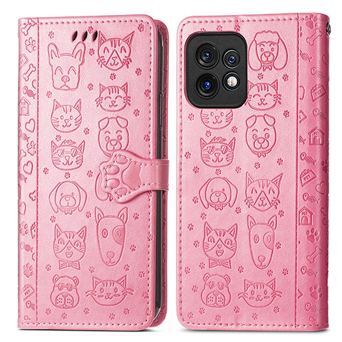 Funda de Cuero Cartera con Soporte Patron de Moda Carcasa S03D para Motorola Moto Edge 40 Pro 5G Rosa