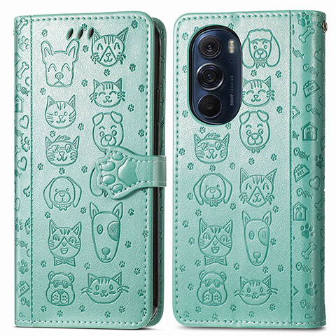 Funda de Cuero Cartera con Soporte Patron de Moda Carcasa S03D para Motorola Moto Edge Plus (2022) 5G Verde