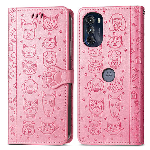 Funda de Cuero Cartera con Soporte Patron de Moda Carcasa S03D para Motorola Moto G 5G (2022) Rosa