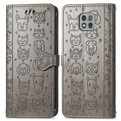 Funda de Cuero Cartera con Soporte Patron de Moda Carcasa S03D para Motorola Moto G Power (2021) Gris