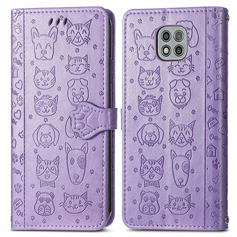 Funda de Cuero Cartera con Soporte Patron de Moda Carcasa S03D para Motorola Moto G Power (2021) Morado