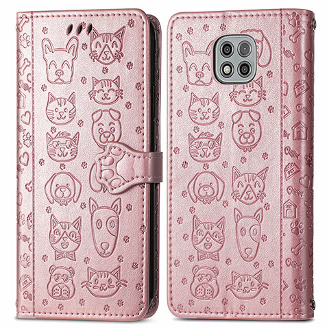 Funda de Cuero Cartera con Soporte Patron de Moda Carcasa S03D para Motorola Moto G Power (2021) Oro Rosa