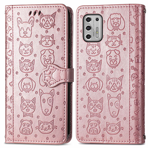 Funda de Cuero Cartera con Soporte Patron de Moda Carcasa S03D para Motorola Moto G Stylus (2021) Oro Rosa