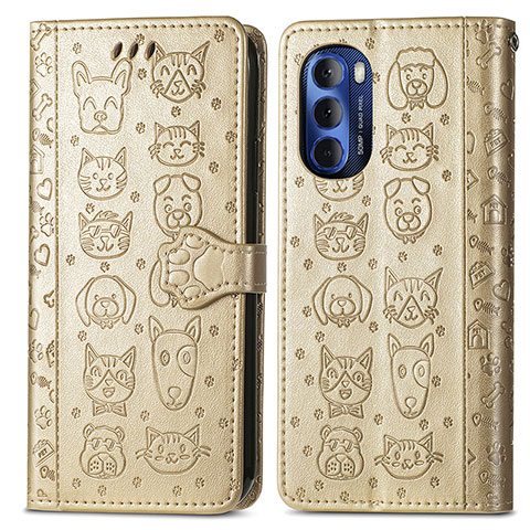 Funda de Cuero Cartera con Soporte Patron de Moda Carcasa S03D para Motorola Moto G Stylus (2022) 4G Oro