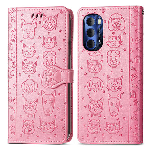 Funda de Cuero Cartera con Soporte Patron de Moda Carcasa S03D para Motorola Moto G Stylus (2022) 4G Rosa