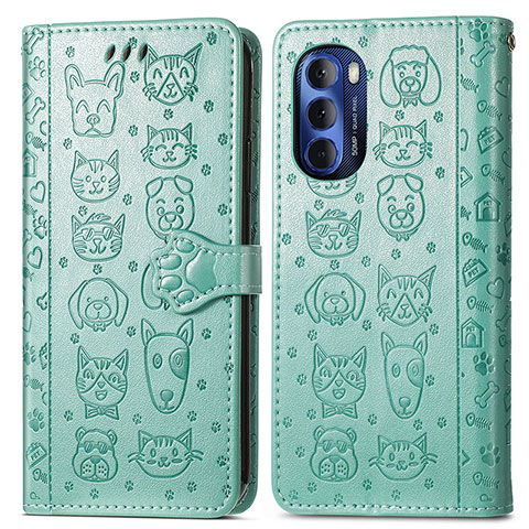 Funda de Cuero Cartera con Soporte Patron de Moda Carcasa S03D para Motorola Moto G Stylus (2022) 4G Verde