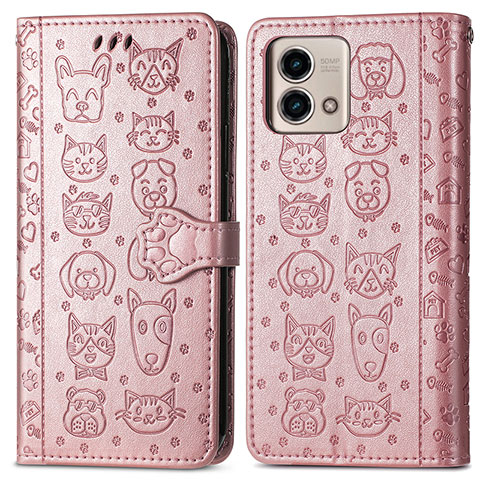 Funda de Cuero Cartera con Soporte Patron de Moda Carcasa S03D para Motorola Moto G Stylus (2023) 4G Oro Rosa