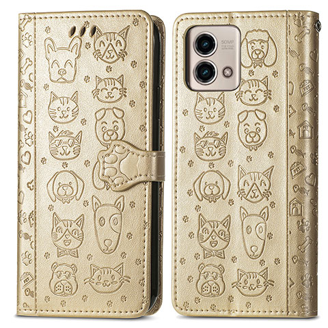 Funda de Cuero Cartera con Soporte Patron de Moda Carcasa S03D para Motorola Moto G Stylus (2023) 5G Oro