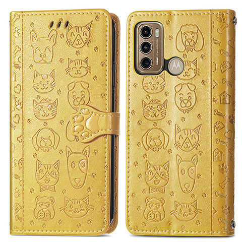 Funda de Cuero Cartera con Soporte Patron de Moda Carcasa S03D para Motorola Moto G40 Fusion Amarillo