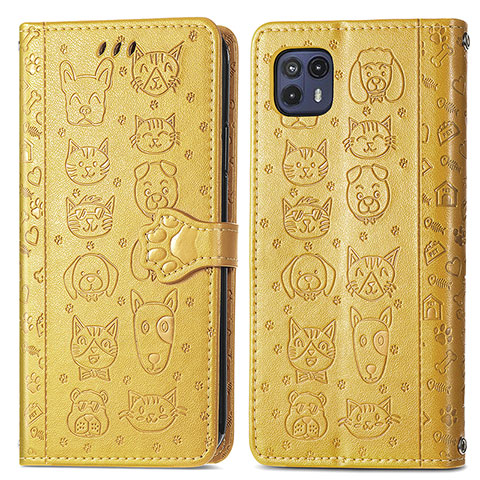 Funda de Cuero Cartera con Soporte Patron de Moda Carcasa S03D para Motorola Moto G50 5G Amarillo