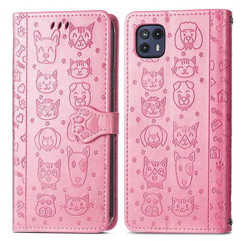 Funda de Cuero Cartera con Soporte Patron de Moda Carcasa S03D para Motorola Moto G50 5G Rosa