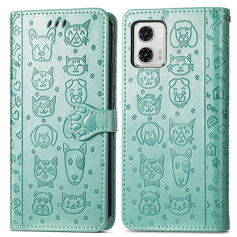 Funda de Cuero Cartera con Soporte Patron de Moda Carcasa S03D para Motorola Moto G73 5G Verde