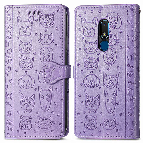 Funda de Cuero Cartera con Soporte Patron de Moda Carcasa S03D para Nokia C3 Morado