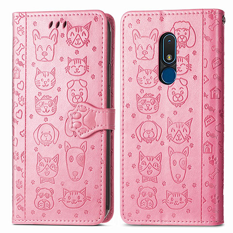 Funda de Cuero Cartera con Soporte Patron de Moda Carcasa S03D para Nokia C3 Rosa