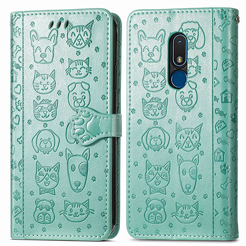 Funda de Cuero Cartera con Soporte Patron de Moda Carcasa S03D para Nokia C3 Verde