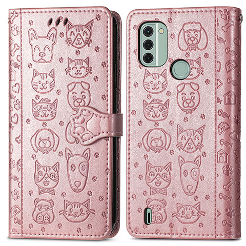 Funda de Cuero Cartera con Soporte Patron de Moda Carcasa S03D para Nokia C31 Oro Rosa