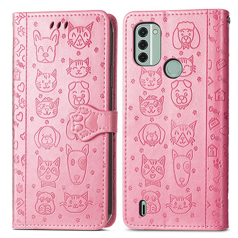 Funda de Cuero Cartera con Soporte Patron de Moda Carcasa S03D para Nokia C31 Rosa