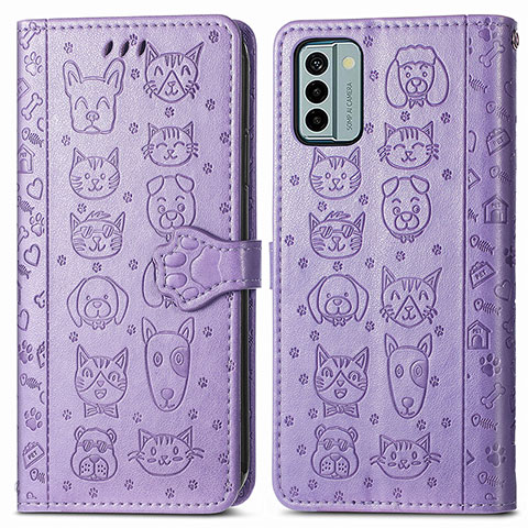 Funda de Cuero Cartera con Soporte Patron de Moda Carcasa S03D para Nokia G22 Morado