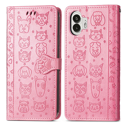 Funda de Cuero Cartera con Soporte Patron de Moda Carcasa S03D para Nothing Phone 2 Rosa