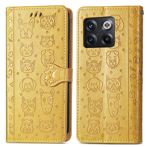 Funda de Cuero Cartera con Soporte Patron de Moda Carcasa S03D para OnePlus Ace Pro 5G Amarillo