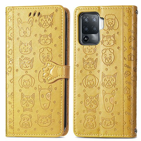 Funda de Cuero Cartera con Soporte Patron de Moda Carcasa S03D para Oppo A94 4G Amarillo