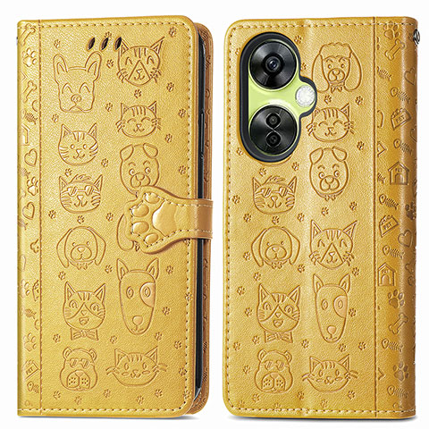 Funda de Cuero Cartera con Soporte Patron de Moda Carcasa S03D para Oppo K11x 5G Amarillo