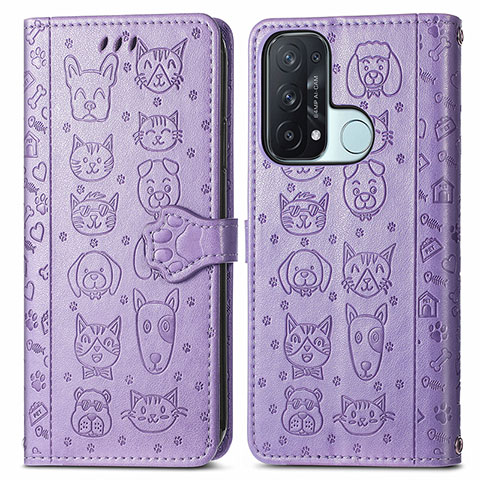 Funda de Cuero Cartera con Soporte Patron de Moda Carcasa S03D para Oppo Reno5 A Morado