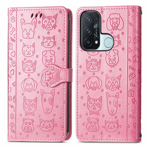 Funda de Cuero Cartera con Soporte Patron de Moda Carcasa S03D para Oppo Reno5 A Rosa