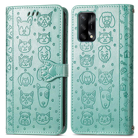 Funda de Cuero Cartera con Soporte Patron de Moda Carcasa S03D para Oppo Reno6 Lite Verde