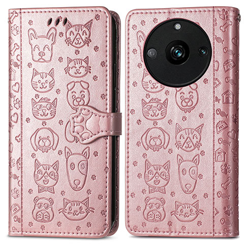 Funda de Cuero Cartera con Soporte Patron de Moda Carcasa S03D para Realme 11 Pro 5G Oro Rosa