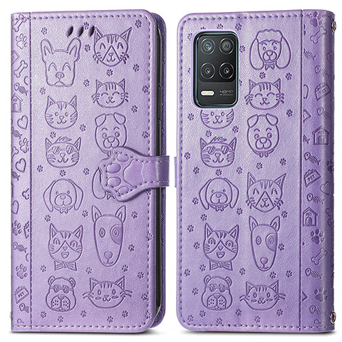 Funda de Cuero Cartera con Soporte Patron de Moda Carcasa S03D para Realme 8 5G Morado