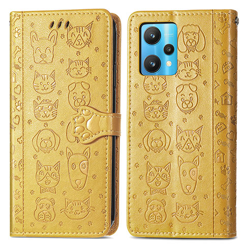 Funda de Cuero Cartera con Soporte Patron de Moda Carcasa S03D para Realme 9 4G Amarillo