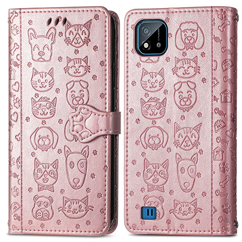 Funda de Cuero Cartera con Soporte Patron de Moda Carcasa S03D para Realme C11 (2021) Oro Rosa