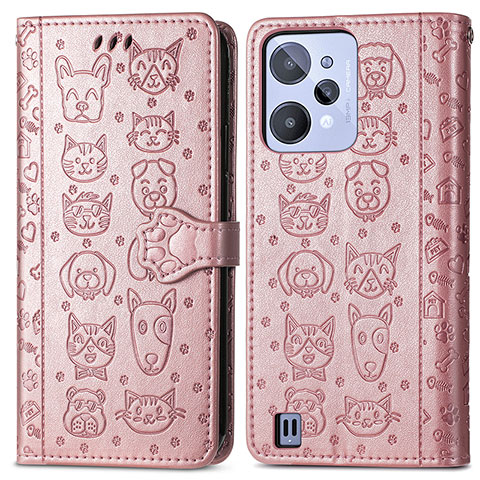 Funda de Cuero Cartera con Soporte Patron de Moda Carcasa S03D para Realme C31 Oro Rosa