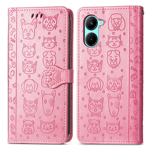 Funda de Cuero Cartera con Soporte Patron de Moda Carcasa S03D para Realme C33 (2023) Rosa