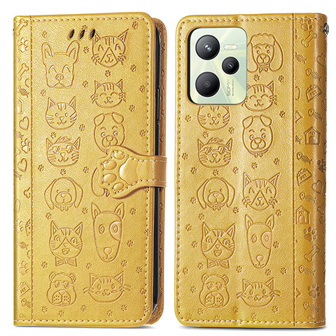 Funda de Cuero Cartera con Soporte Patron de Moda Carcasa S03D para Realme C35 Amarillo